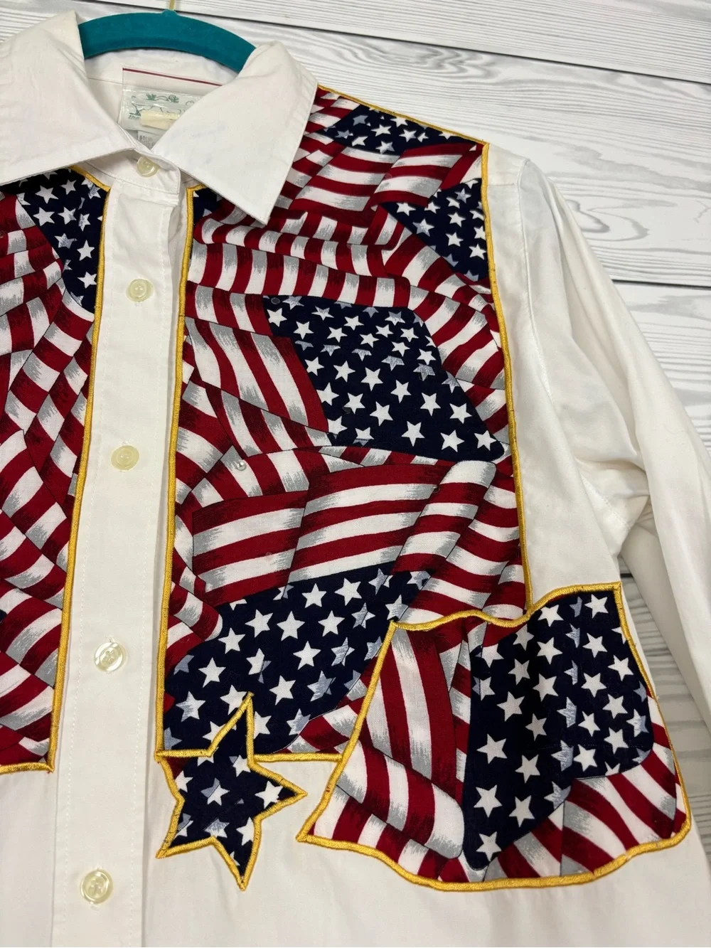 The Quacker Factory Americana American Flag Button Down Shirt patriotic small - Picture 2 of 12